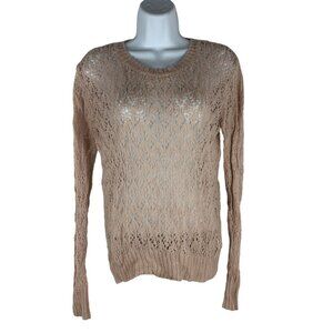 Lauren Conrad Womens XS Beige Lace Knit Sweater 75% Acrylic 25% Nylon